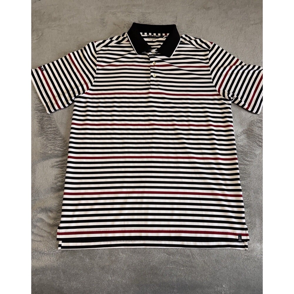 Ping Golf Men’s Polo- Large Red/White/Black Striped